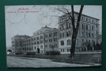 AK Ansbach / 1922 / Kaserne / II. Bayr. Ulanen Regiment / Gebäude Architektur